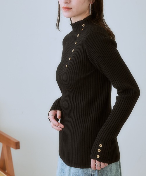 SMILE LAND（スマイルランド）の「＜大きいサイズ＞ ボトルネックリブニットプルオーバー（ニット/セーター・レディース・オフホワイト/ブラック/ワイン/ネイビー/ブラック系・LL/3L/4L/5L/L）」の9枚目の写真