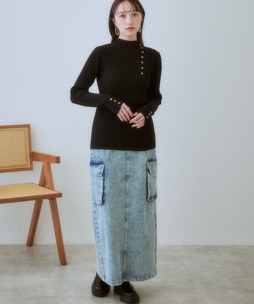 SMILE LAND（スマイルランド）の「＜大きいサイズ＞ ボトルネックリブニットプルオーバー（ニット/セーター・レディース・オフホワイト/ブラック/ワイン/ネイビー/ブラック系・LL/3L/4L/5L/L）」の11枚目の写真