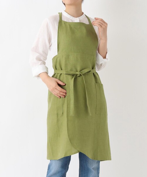 リネンウィングエプロン GR（エプロン）｜212 KITCHEN STORE（トゥワントゥキッチンストア）