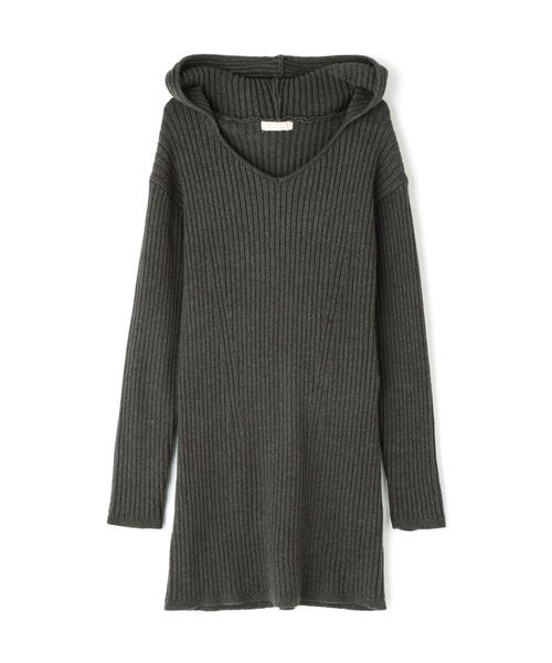 FREE'S MART（フリーズマート）の「フード付きニットミニワンピース（ワンピース・レディース・グレー/ホワイト・SMALL/MEDIUM）」の5枚目の写真