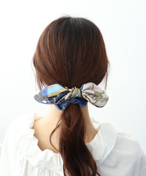 スカーフ柄リボンシュシュ（シュシュ）｜Three Four Time（スリー