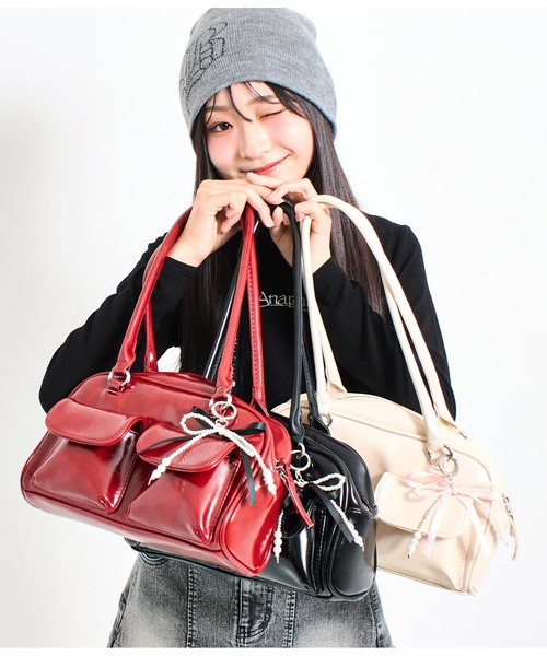 ANAP GiRL（アナップガール）の「リボンキーホルダー付 ボストン