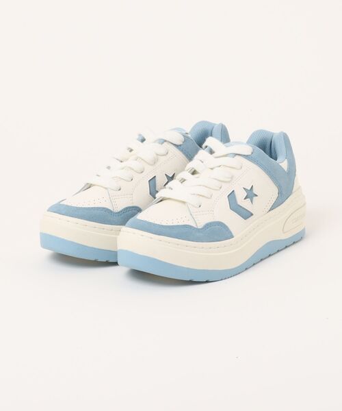CONVERSE(コンバース)の「【CONVERSE/コンバース】ウエポン PLTS SD OX/WEAPON PLTS SD OX(スニーカー・レディース・ホワイト/ホワイト×ブルー・5inch/5.5inch/6inch/6.5inch/7inch)」の1枚目の写真