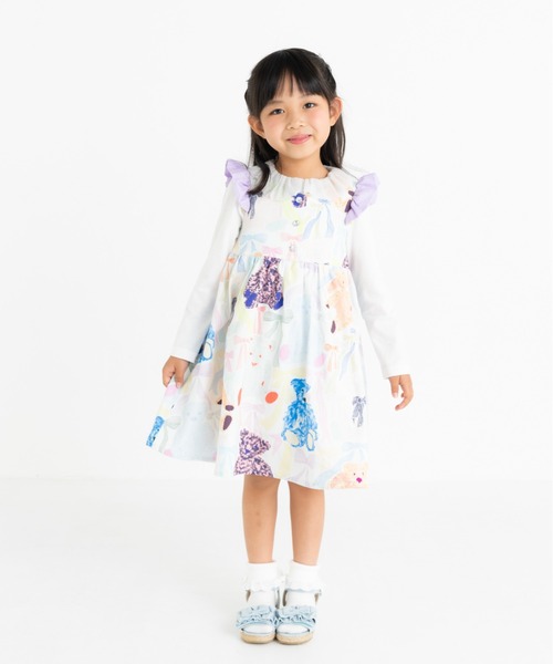 ひんにゃーh.NAOTO FRILL　テディベア柄スカート h.naoto - FRILL h.NAOTO ワンピース ジャンパースカートの通販