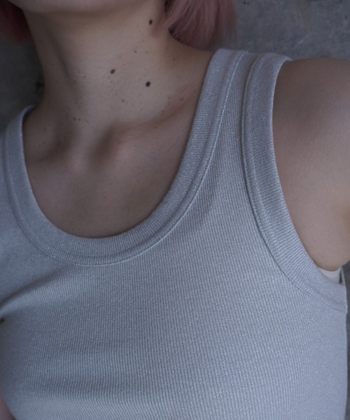 Gajessグリッタータンクトップ Linen tank | Gajess