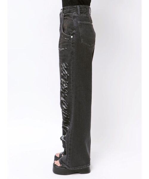 EMODA(エモダ)の「リップスマークルーズジーンズ(デニムパンツ・レディース・ブラック/グレー・SMALL/MEDIUM)」の4枚目の写真