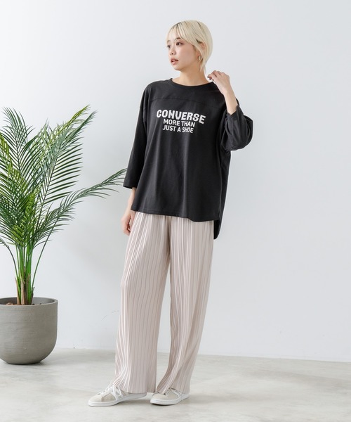 CONVERSE(コンバース)の「【CONVERSE/コンバース】8分袖 裾ラウンドTシャツ(Tシャツ/カットソー・レディース・ブラック/ネイビー/オフホワイト/エメラルド・MEDIUM/LARGE)」の11枚目の写真