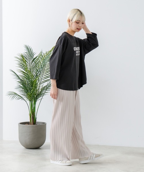 CONVERSE(コンバース)の「【CONVERSE/コンバース】8分袖 裾ラウンドTシャツ(Tシャツ/カットソー・レディース・ブラック/ネイビー/オフホワイト/エメラルド・MEDIUM/LARGE)」の13枚目の写真