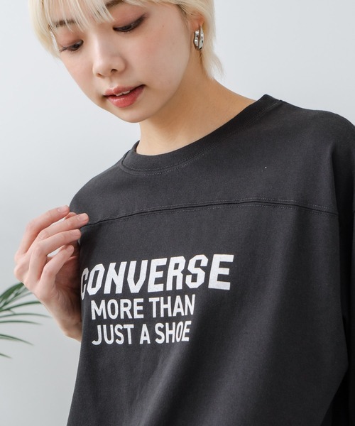 CONVERSE(コンバース)の「【CONVERSE/コンバース】8分袖 裾ラウンドTシャツ(Tシャツ/カットソー・レディース・ブラック/ネイビー/オフホワイト/エメラルド・MEDIUM/LARGE)」の21枚目の写真