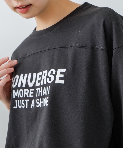 CONVERSE(コンバース)の「【CONVERSE/コンバース】8分袖 裾ラウンドTシャツ(Tシャツ/カットソー・レディース・ブラック/ネイビー/オフホワイト/エメラルド・MEDIUM/LARGE)」の22枚目の写真