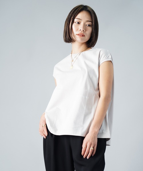 UNDICI・NOVE（ウンディッチノーベ）の「【AECA BLANC】アエカブラン/オーガニックコットンロゴ刺繍プルオーバー（Tシャツ/カットソー・レディース・ブラック/ホワイト/グレー・L/M）」の9枚目の写真