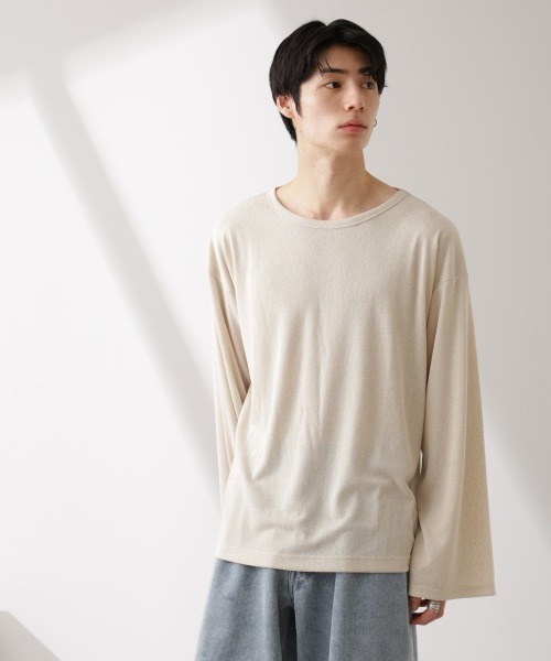 NANO universe（ナノユニバース）の「WEB限定/セミシアークルーネックプルオーバー 長袖（Tシャツ/カットソー・メンズ・ベージュ/チャコール/ブラック・L/M/S）」の22枚目の写真