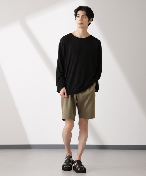 NANO universe（ナノユニバース）の「WEB限定/セミシアークルーネックプルオーバー 長袖（Tシャツ/カットソー・メンズ・ベージュ/チャコール/ブラック・L/M/S）」の8枚目の写真