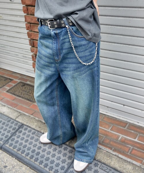 FREAK'S STORE(フリークスストア)の「PUBLUX/パブリュクス 加工デニムパンツ(限定展開)(デニムパンツ・メンズ・インディゴブルー/ブラック・LARGE/MEDIUM/SMALL)」の3枚目の写真