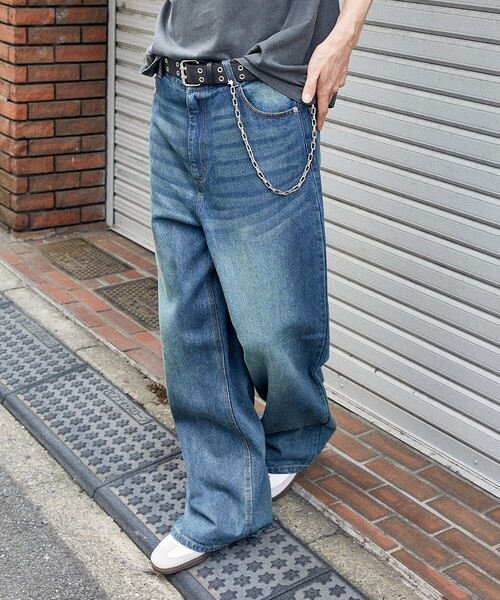 FREAK'S STORE(フリークスストア)の「PUBLUX/パブリュクス 加工デニムパンツ(限定展開)(デニムパンツ・メンズ・インディゴブルー/ブラック・LARGE/MEDIUM/SMALL)」の5枚目の写真