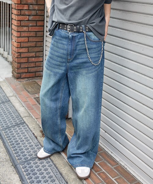 FREAK'S STORE(フリークスストア)の「PUBLUX/パブリュクス 加工デニムパンツ(限定展開)(デニムパンツ・メンズ・インディゴブルー/ブラック・LARGE/MEDIUM/SMALL)」の6枚目の写真