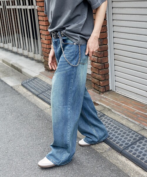 FREAK'S STORE(フリークスストア)の「PUBLUX/パブリュクス 加工デニムパンツ(限定展開)(デニムパンツ・メンズ・インディゴブルー/ブラック・LARGE/MEDIUM/SMALL)」の9枚目の写真