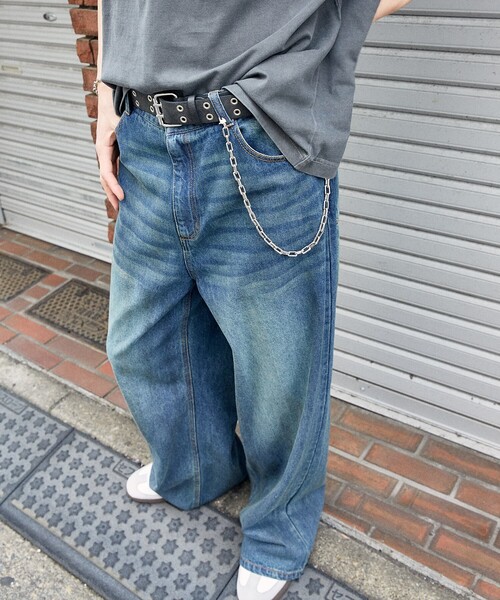 FREAK'S STORE(フリークスストア)の「PUBLUX/パブリュクス 加工デニムパンツ(限定展開)(デニムパンツ・メンズ・インディゴブルー/ブラック・LARGE/MEDIUM/SMALL)」の13枚目の写真