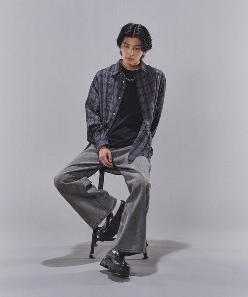 FREAK'S STORE(フリークスストア)の「PUBLUX/パブリュクス 加工デニムパンツ(限定展開)(デニムパンツ・メンズ・インディゴブルー/ブラック・LARGE/MEDIUM/SMALL)」の19枚目の写真