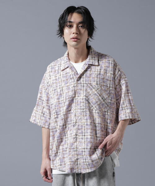 ブラウス シャツ 「WEB＆限定」DankeSchon/ダンケシェーン/BLEACH CHECK OPEN COLLER レディース メンズ セール】【WEB＆DEPOT限定】DankeSchon/ダンケシェーン/BLEACH