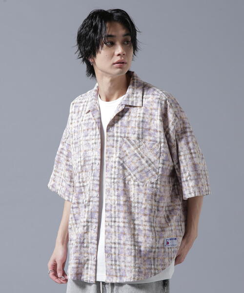ブラウス シャツ 「WEB＆限定」DankeSchon/ダンケシェーン/BLEACH CHECK OPEN COLLER レディース メンズ セール】【WEB＆DEPOT限定】DankeSchon/ダンケシェーン/BLEACH