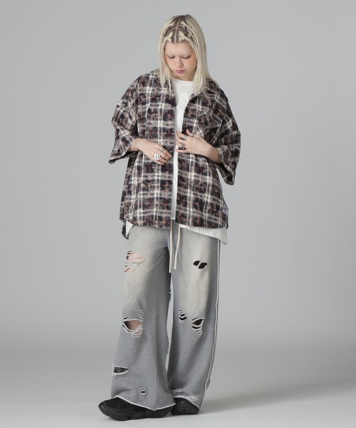 DANKE SCHON(ダンケシェーン)の「【WEB&DEPOT限定】DankeSchon/ダンケシェーン/BLEACH CHECK OPEN COLLER(シャツ/ブラウス・レディース・モスグリーン/ベージュ/ブラック・F)」の14枚目の写真