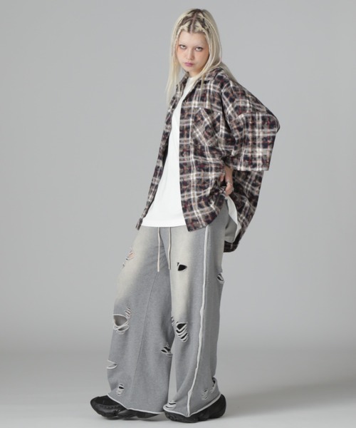 DANKE SCHON(ダンケシェーン)の「【WEB&DEPOT限定】DankeSchon/ダンケシェーン/BLEACH CHECK OPEN COLLER(シャツ/ブラウス・レディース・モスグリーン/ベージュ/ブラック・F)」の16枚目の写真