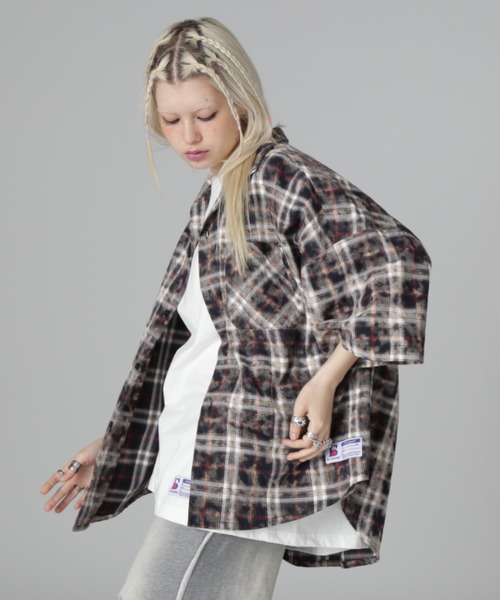 DANKE SCHON(ダンケシェーン)の「【WEB&DEPOT限定】DankeSchon/ダンケシェーン/BLEACH CHECK OPEN COLLER(シャツ/ブラウス・レディース・モスグリーン/ベージュ/ブラック・F)」の19枚目の写真