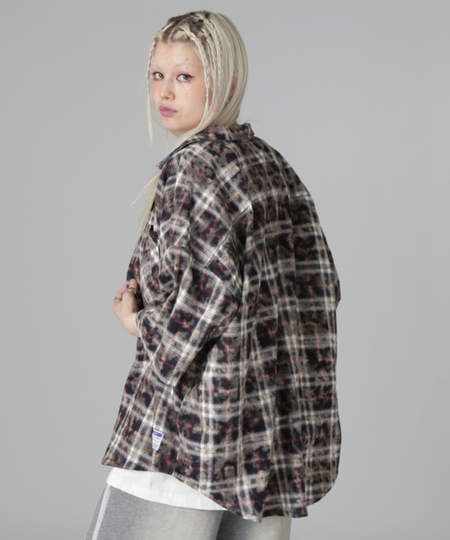 DANKE SCHON(ダンケシェーン)の「【WEB&DEPOT限定】DankeSchon/ダンケシェーン/BLEACH CHECK OPEN COLLER(シャツ/ブラウス・レディース・モスグリーン/ベージュ/ブラック・F)」の21枚目の写真