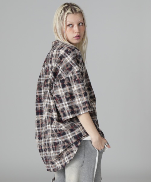 DANKE SCHON(ダンケシェーン)の「【WEB&DEPOT限定】DankeSchon/ダンケシェーン/BLEACH CHECK OPEN COLLER(シャツ/ブラウス・レディース・モスグリーン/ベージュ/ブラック・F)」の22枚目の写真