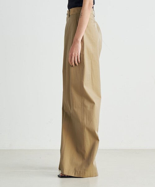 EDITION(エディション)の「コットンギャバ ワイドパンツ(チノパンツ・レディース・ベージュ/チャコールグレー・36/34)」の5枚目の写真