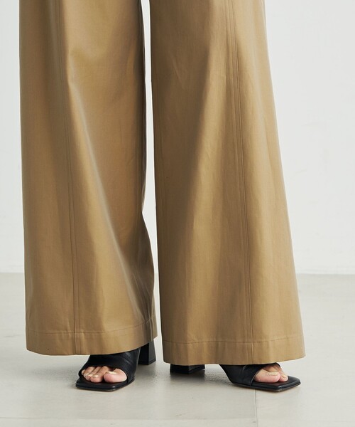 EDITION(エディション)の「コットンギャバ ワイドパンツ(チノパンツ・レディース・ベージュ/チャコールグレー・36/34)」の10枚目の写真