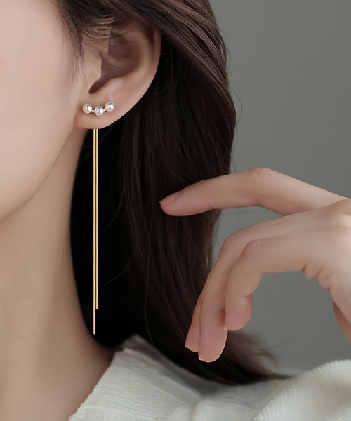 blackdia ocean(ブラックダイヤオーシャン)の「blackdia ocean パールロングチェーンピアス/イヤリング(ピアス(両耳用)・レディース・ゴールド/ゴールド系その他・FREE)」の2枚目の写真