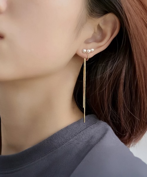 blackdia ocean(ブラックダイヤオーシャン)の「blackdia ocean パールロングチェーンピアス/イヤリング(ピアス(両耳用)・レディース・ゴールド/ゴールド系その他・FREE)」の6枚目の写真