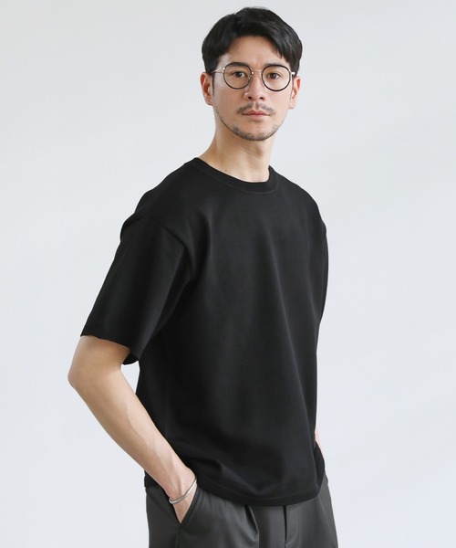 SPU(スプ)の「スポンディッシュニットクルーネック半袖Tシャツ(ニット/セーター・メンズ・カーキオリーブ/ネイビー/ブラック/グレー・S/M/L/XL)」の2枚目の写真