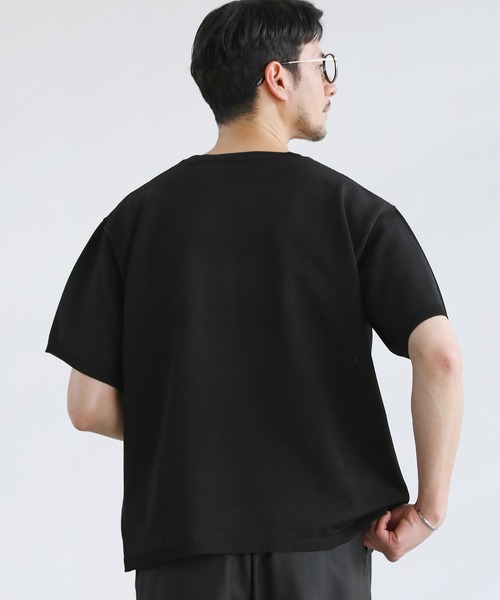 SPU(スプ)の「スポンディッシュニットクルーネック半袖Tシャツ(ニット/セーター・メンズ・カーキオリーブ/ネイビー/ブラック/グレー・S/M/L/XL)」の8枚目の写真