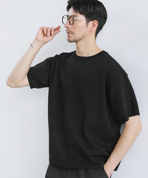 SPU(スプ)の「スポンディッシュニットクルーネック半袖Tシャツ(ニット/セーター・メンズ・カーキオリーブ/ネイビー/ブラック/グレー・S/M/L/XL)」の9枚目の写真