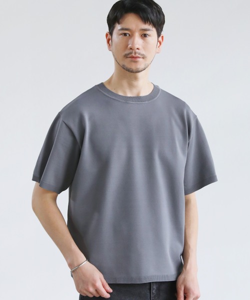 SPU(スプ)の「スポンディッシュニットクルーネック半袖Tシャツ(ニット/セーター・メンズ・カーキオリーブ/ネイビー/ブラック/グレー・S/M/L/XL)」の14枚目の写真
