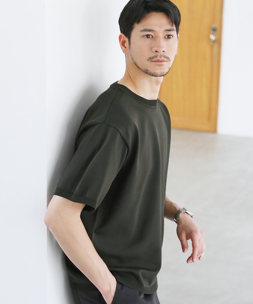 SPU(スプ)の「スポンディッシュニットクルーネック半袖Tシャツ(ニット/セーター・メンズ・カーキオリーブ/ネイビー/ブラック/グレー・S/M/L/XL)」の19枚目の写真