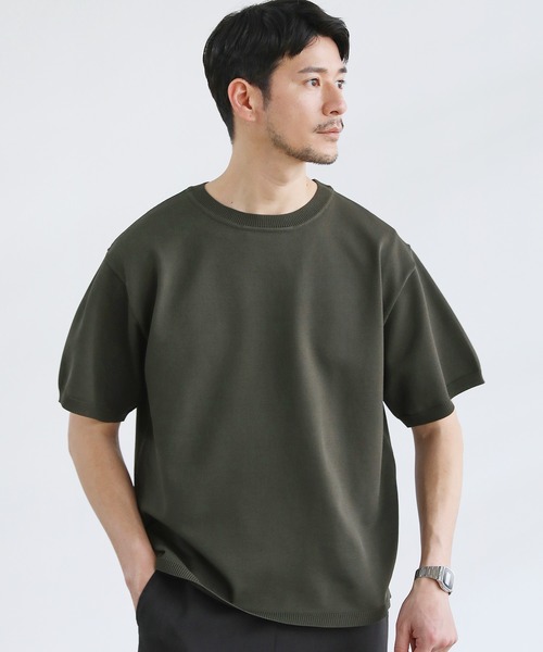 SPU(スプ)の「スポンディッシュニットクルーネック半袖Tシャツ(ニット/セーター・メンズ・カーキオリーブ/ネイビー/ブラック/グレー・S/M/L/XL)」の20枚目の写真