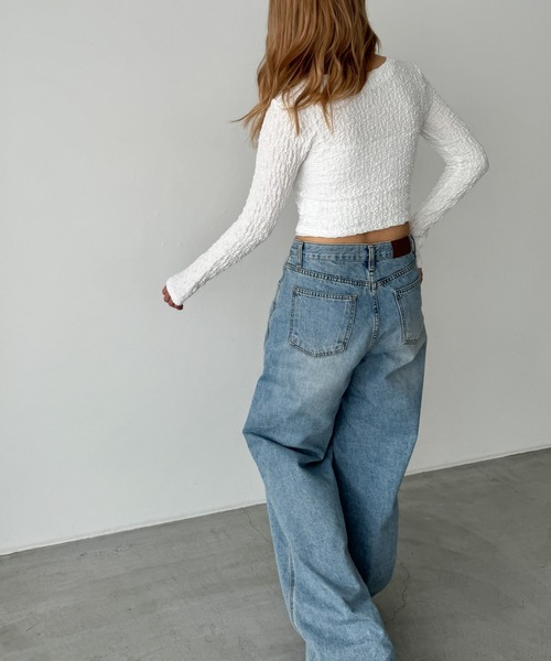 CANAL JEAN(キャナルジーン)の「HARING リンクルカーディガン(カーディガン/ボレロ・レディース・ホワイト/ブラック・ONE SIZE)」の4枚目の写真