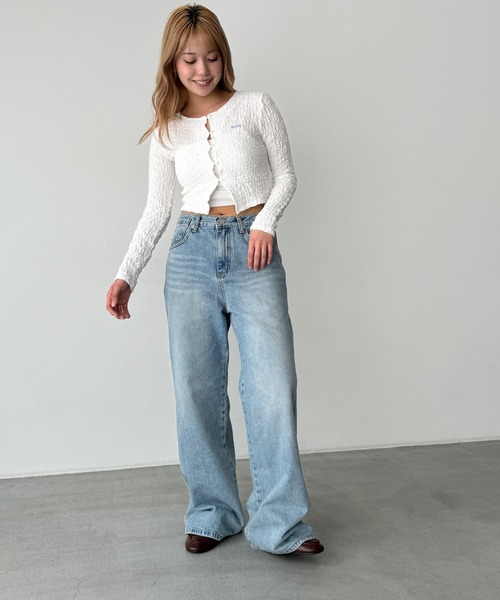 CANAL JEAN(キャナルジーン)の「HARING リンクルカーディガン(カーディガン/ボレロ・レディース・ホワイト/ブラック・ONE SIZE)」の6枚目の写真