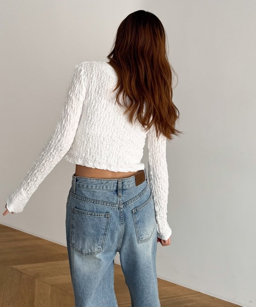 CANAL JEAN(キャナルジーン)の「HARING リンクルカーディガン(カーディガン/ボレロ・レディース・ホワイト/ブラック・ONE SIZE)」の18枚目の写真