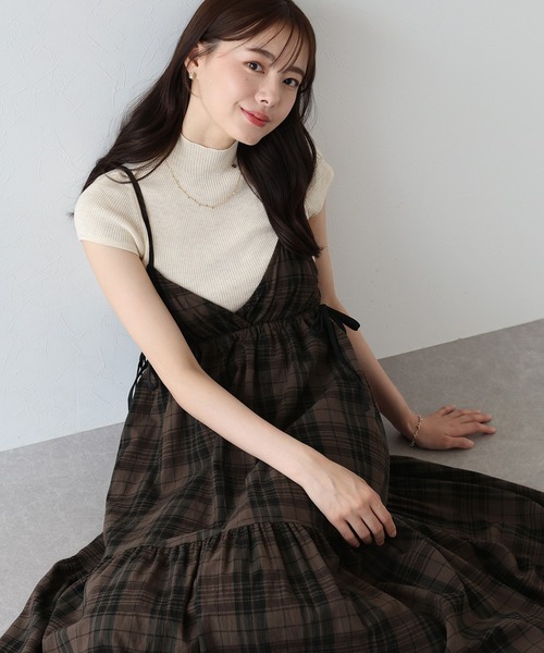キャミソールワンピース　ガーリー　ゴスロリ　タータンチェック柄　リボン　レース IMG_3227_526c8f7d-1806-40b5-