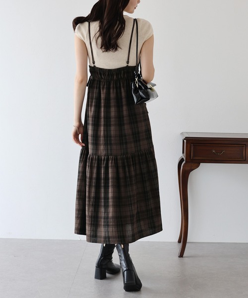 チェック柄サイドリボンキャミワンピース（ワンピース