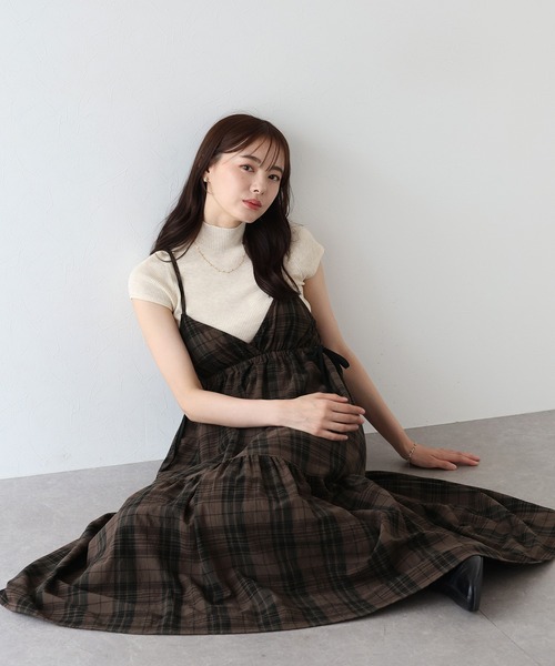 BLUEEAST(ブルーイースト)の「《お気に入り2万人突破!/7色展開》チェック柄サイドリボンキャミワンピース(ワンピース・レディース・ブルー/ベージュ/ネイビー/ブルー系/オレンジ系/ブラウン/ブラック/ブルーグレー/キャメル・MEDIUM)」の18枚目の写真