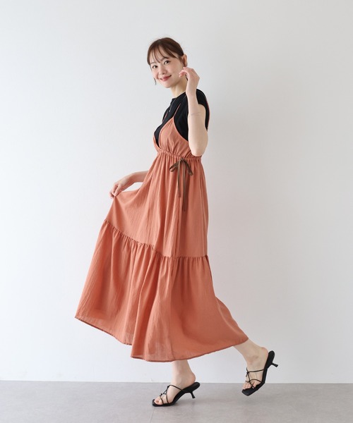 BLUEEAST(ブルーイースト)の「《お気に入り1.4万人突破!/新色追加》チェック柄サイドリボンキャミワンピース(ワンピース・レディース・ブルー/ベージュ/ネイビー/ブルー系/オレンジ系/ブラウン/ブラック/ブルーグレー・MEDIUM)」の14枚目の写真