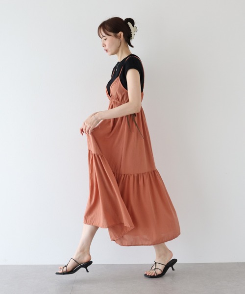 BLUEEAST(ブルーイースト)の「《お気に入り1.4万人突破!/新色追加》チェック柄サイドリボンキャミワンピース(ワンピース・レディース・ブルー/ベージュ/ネイビー/ブルー系/オレンジ系/ブラウン/ブラック/ブルーグレー・MEDIUM)」の15枚目の写真