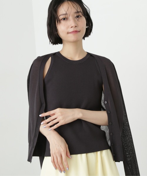 N.（N. Natural Beauty Basic）（エヌエヌナチュラルビューティーベーシック）の「アメスリタンク×シアーカーディガンセット（アンサンブル・レディース・オフホワイト/チャコールグレー/ブルー・MEDIUM）」の2枚目の写真