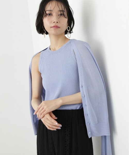 N.（N. Natural Beauty Basic）（エヌエヌナチュラルビューティーベーシック）の「アメスリタンク×シアーカーディガンセット（アンサンブル・レディース・オフホワイト/チャコールグレー/ブルー・MEDIUM）」の3枚目の写真